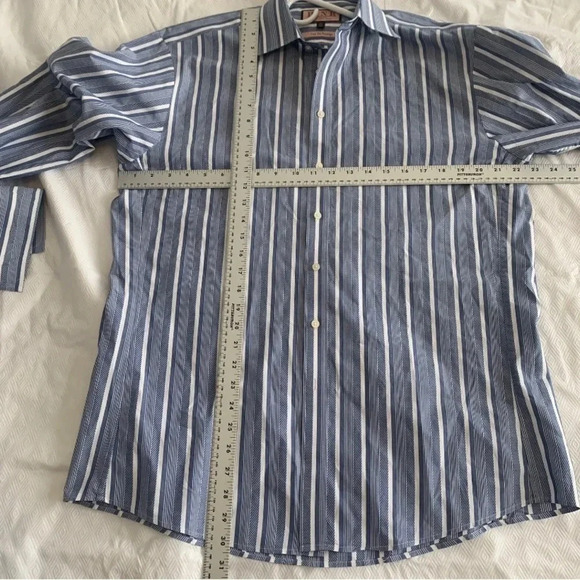 Jermyn Street Thomas Pink London Men's Dress Shirt Blue Striped French Cuff 16.5 - Picture 9 of 12